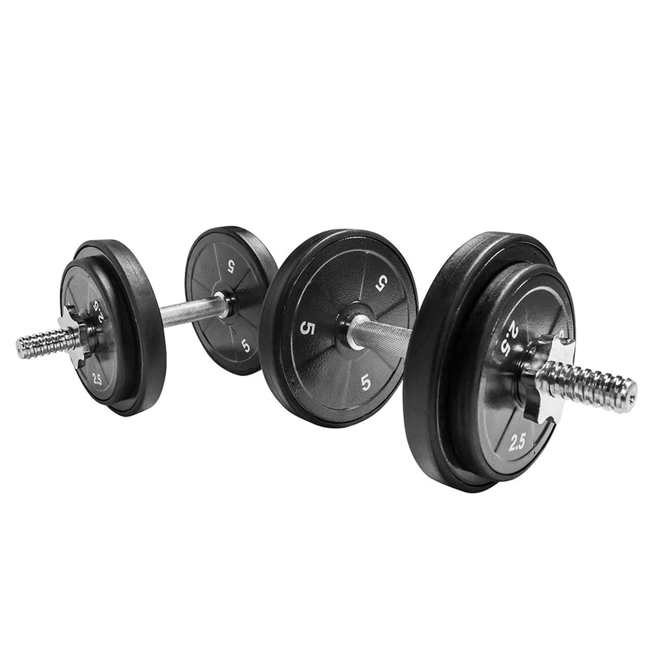Marcy 14” Adjustable Chrome Threaded Dumbbell Handles for Standard Weight Plates 