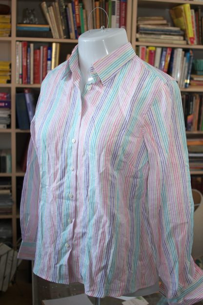 Thomas Pink Thin Vertical Stripe Blouse - Size 12 US