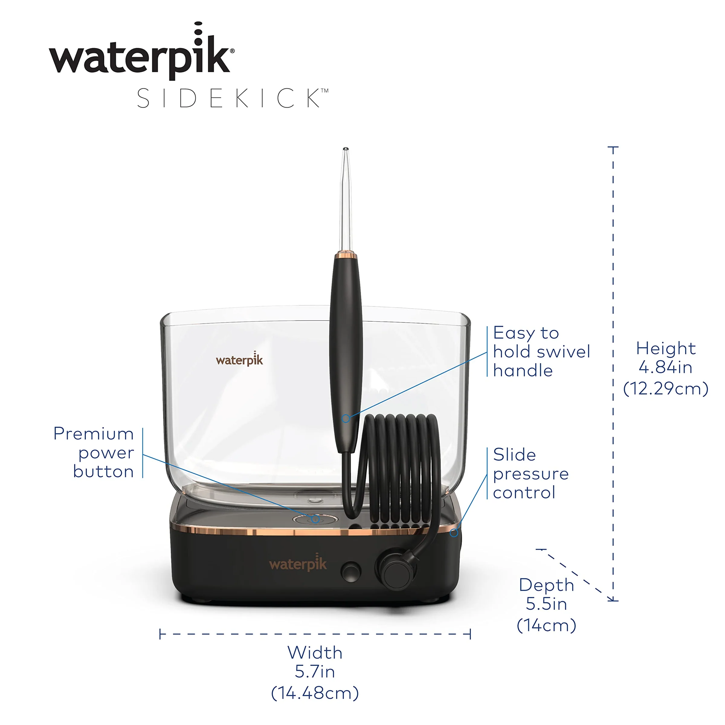 Waterpik Sidekick Portable Water Flosser for Travel & Home, Black/Copper - Image 7