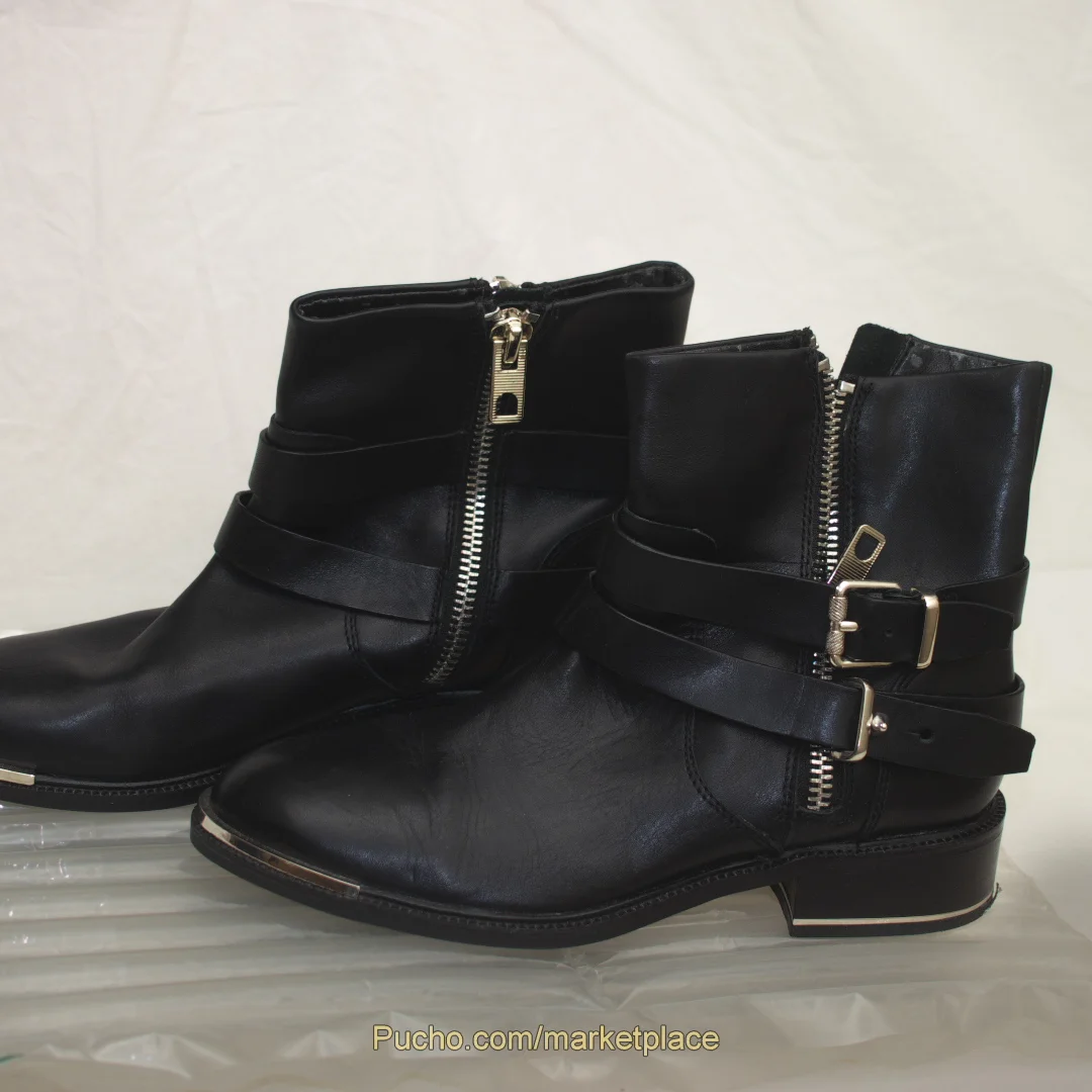 Dolce Vita Black Leather Moto Ankle Boots, Size 8.5 - Image 4
