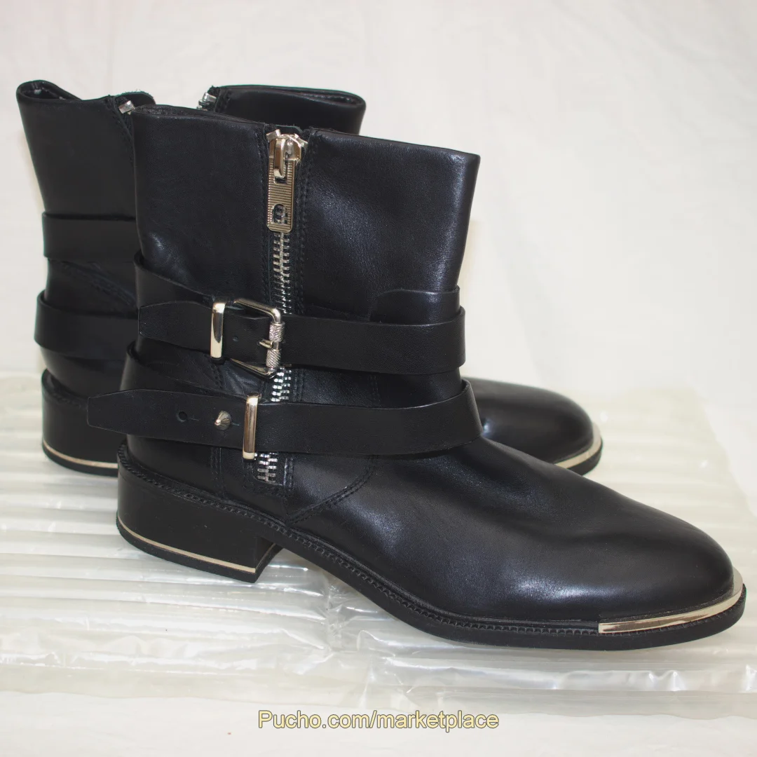 Dolce Vita Black Leather Moto Ankle Boots, Size 8.5 - Image 16