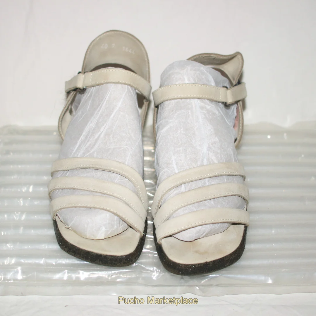 Arche Beige Leather Wedge Sandal, Size: 9